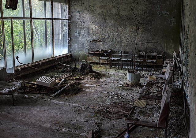 Figure 3: Abandoned hospital in Pripyat, Chernobyl Exclusion Zone.